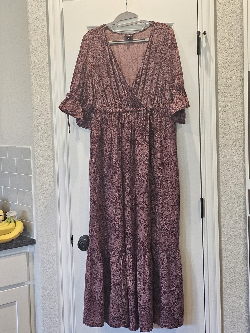 Torrid Faux Wrap Maxi Dress With Paisley Print And Tied Sleeves Sixe 0X (L,12)